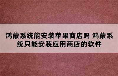 鸿蒙系统能安装苹果商店吗 鸿蒙系统只能安装应用商店的软件